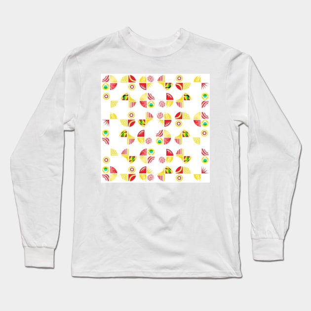 Watercolor geometric pattern Long Sleeve T-Shirt by ilhnklv